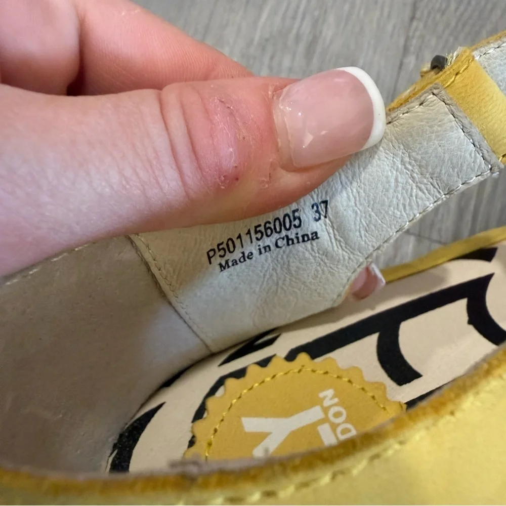Fly London Yellow Strappy Wedge Sandals 37 / 7-7.5